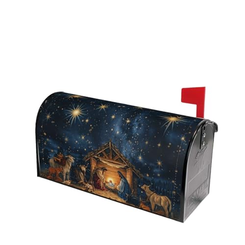 Image of Dujiea Vintage Christmas Mailbox Wrap - Magnetic Post Box Cover, Standard Size 21 inch(L) x 18 inch(W), Garden Yard Home Decor