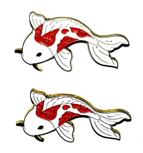 Lot de 2 broches koï en forme de poisson koï japonais, Métal