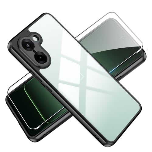 Tieeyivv Funda para OnePlus Nord CE 5 5G Cover con Protector de Pantalla Cristal Vidrio Templado Carcasa Trasera Silicona Flexible + PC Acrílico Transparent Smooth Cover, Antihuellas