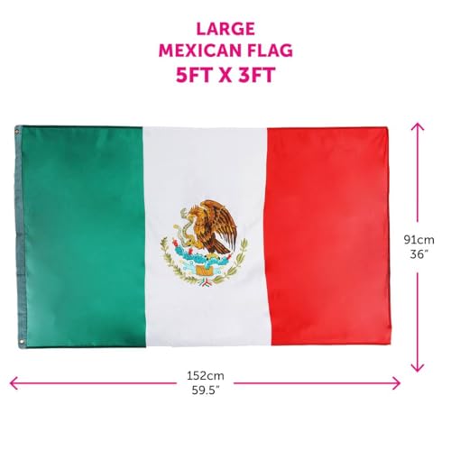 Drapeau mexicain extérieur avec mât et support pour décoration de terrasse et façade - 2