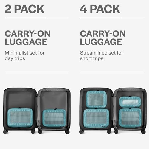 Image of Aerotrunk Compression Packing Cubes for Travel - Luggage Organizer Bags - Double Zipper Packing Cubes for Suitcases (2-Pack, Teal)