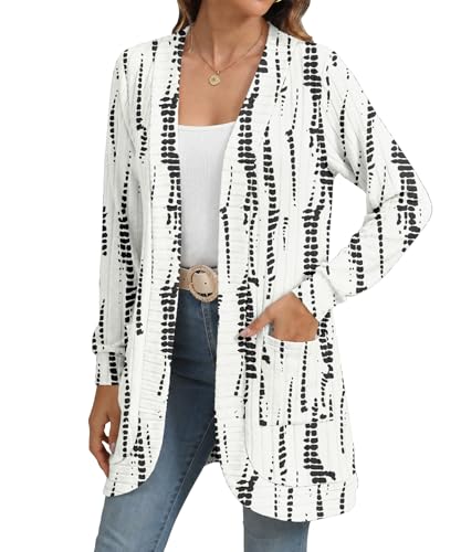Image of YSYOKOW Cardigan Sweaters for Women Long Sleeve Open Front with Pockets | Long Cardigans for Women Lightweight Soft Casual Dressy Loose Fit Cardigan Sweater with Pockets for Work and Office