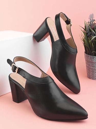 Image of XE Looks Slingback Heels | Pointed-Toe Design | Adjustable Strap |Stylish & Trendy Cushioned Footbed Heels For Girl & Women