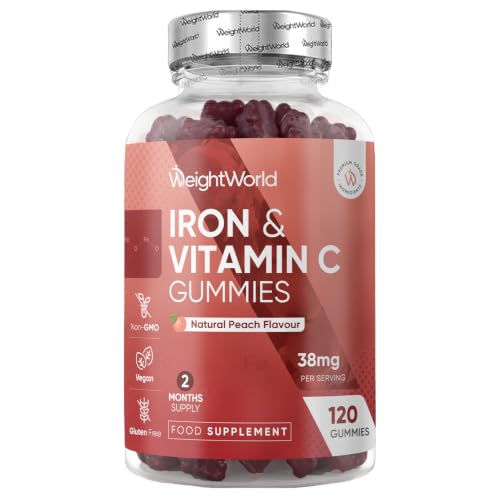 Iron Gummies with Vitamin C - 38mg per Serving - 120 Gummies - 2 per Day