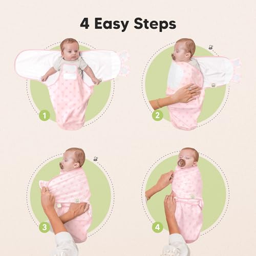 Image of Baby Swaddle Sleep Sacks with Zipper - 3-Pack Swaddles for Newborns 3-6 Months, Infant, Baby Girls, Boys, Soft & Durable Newborn Sleep Sack, Easy Diaper Change Swaddling Blanket (Blossom, L)