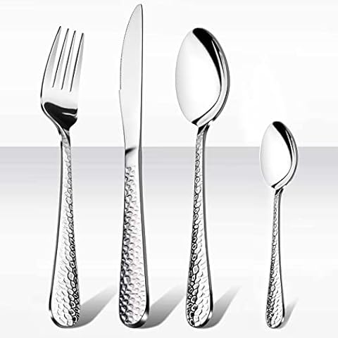HaWare 16-Piece Hammered Stainless Steel Cutlery Set Cover