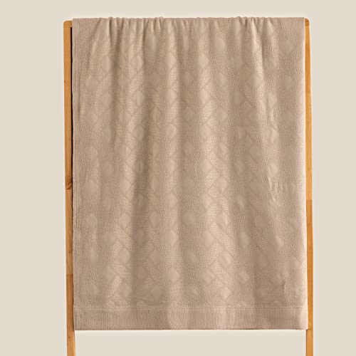 Beoty Lake Cotton Plain Waffle Throw Blanket For Adults And Kids-Soft Breathable 100% Cotton Blanket Modern Minimalism Cozy Cool Blanket For Bed, Couch, Sofa For All Seasons（Beige,Twin 80"X60"） #TOP3