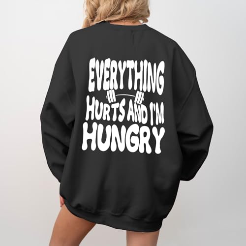 Lytiarul Funny Workout Gym Sweatshirts Women Oversized Weight Lifting Graphic Long Sleeves Shirts Casual Gym Lover Tops(Black,XL) - Thumbnail 5