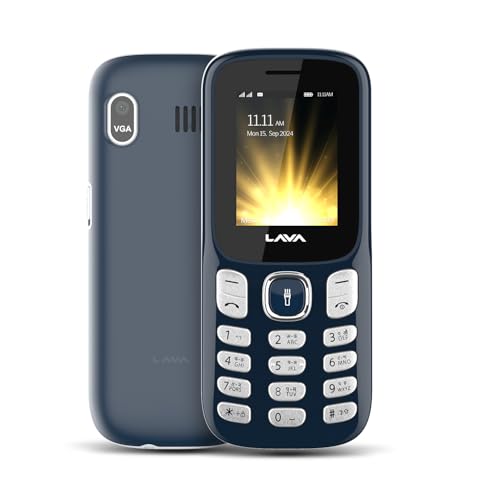 Lava A3 Torch Dual Sim Keypad Mobile Phone | 1750mAh Big Battery | Quad Strip Torch & Slide Button | 1.8" Large Display | Vibration Alert | 7 Language Support (Blue Silver)