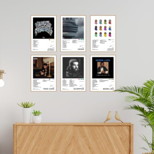 Image of CodersParadise - Drakee Wall Poster Frames - Pack Of 6 | 8 x 12cm (A4 Size) | Aesthetic Artwork Framed Posters | Framed Posters For Living Room, Bedroom, Home And Office