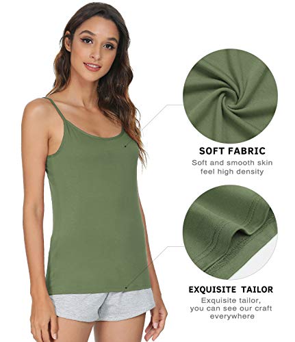 Vislivin Women's Basic Solid Camisole Adjustable Spaghetti Strap Tank Top Black/Gray/White/ArmyGreen S - Thumbnail 2