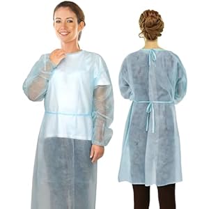 10 PCs Dental Grade Disposable PP+PE Isolation Gown AAMI by Omnia ONE | Full Coverage, Fluid-Resistant, Comfortable Fit, Latex-Free, Medical & Multipurpose Protection