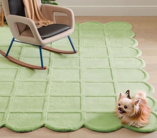 Shibusa Rugs Scallop Shaped Luxury Handmade Wool, Hand-Tufted Premium Area