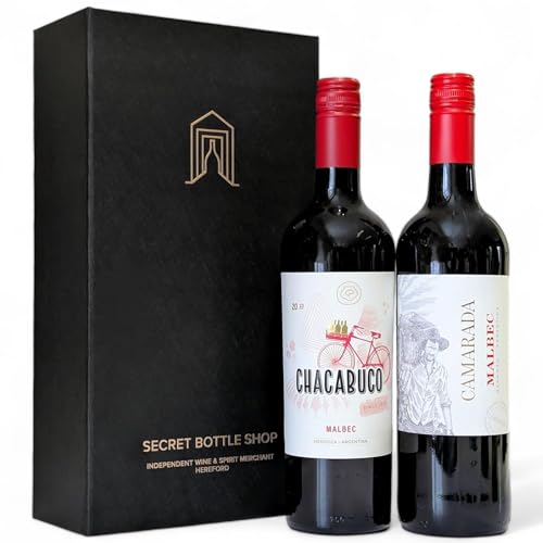 Secret Bottle Shop - Argentina Malbec Wine Gift Set 2x75cl - Luxury Wine Hamper, Wine Gifts For Her, Wine Gifts For Him, Red Wine, Red Wine Gifts, Wine Deals