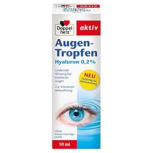 Doppelherz Augen-Tropfen Hyaluron 0,2% – Medizinprodukt ohne Konservierungsstoffe mit lindernder Wirkung bei trockenen…