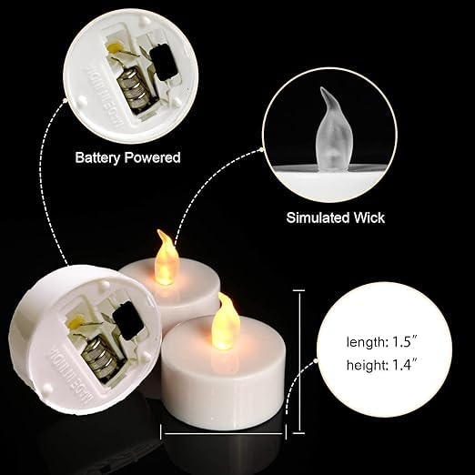 BUNDLEPRO Plastic Led Tea Light Candles Pack of 24 for Diwali Pooja & Christmas Decorations | Battery-Operated Flameless and Smokeless Decorative Lightings, White 4
