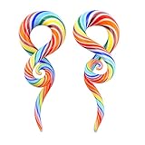 YOFANST 2pcs Glass Ear Tapers Plugs Handmade Spiral Gauges Piercing Jewelry, Candy Twist 00G