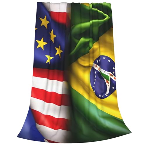 Couverture polaire douce et chaude au design imprimé double drapeau