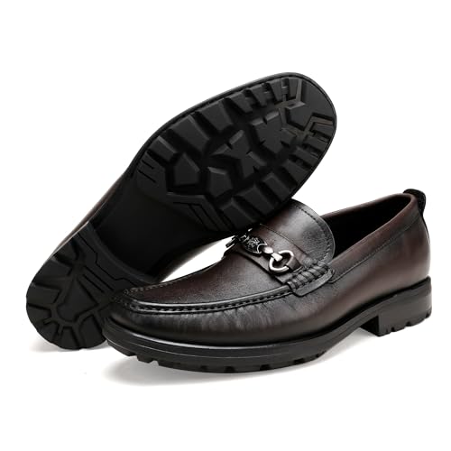 Image of Formal Dress Shoes for Men, Premium Buckle Moc-Toe Business Shoes Casual Slip-on Penny Loafer