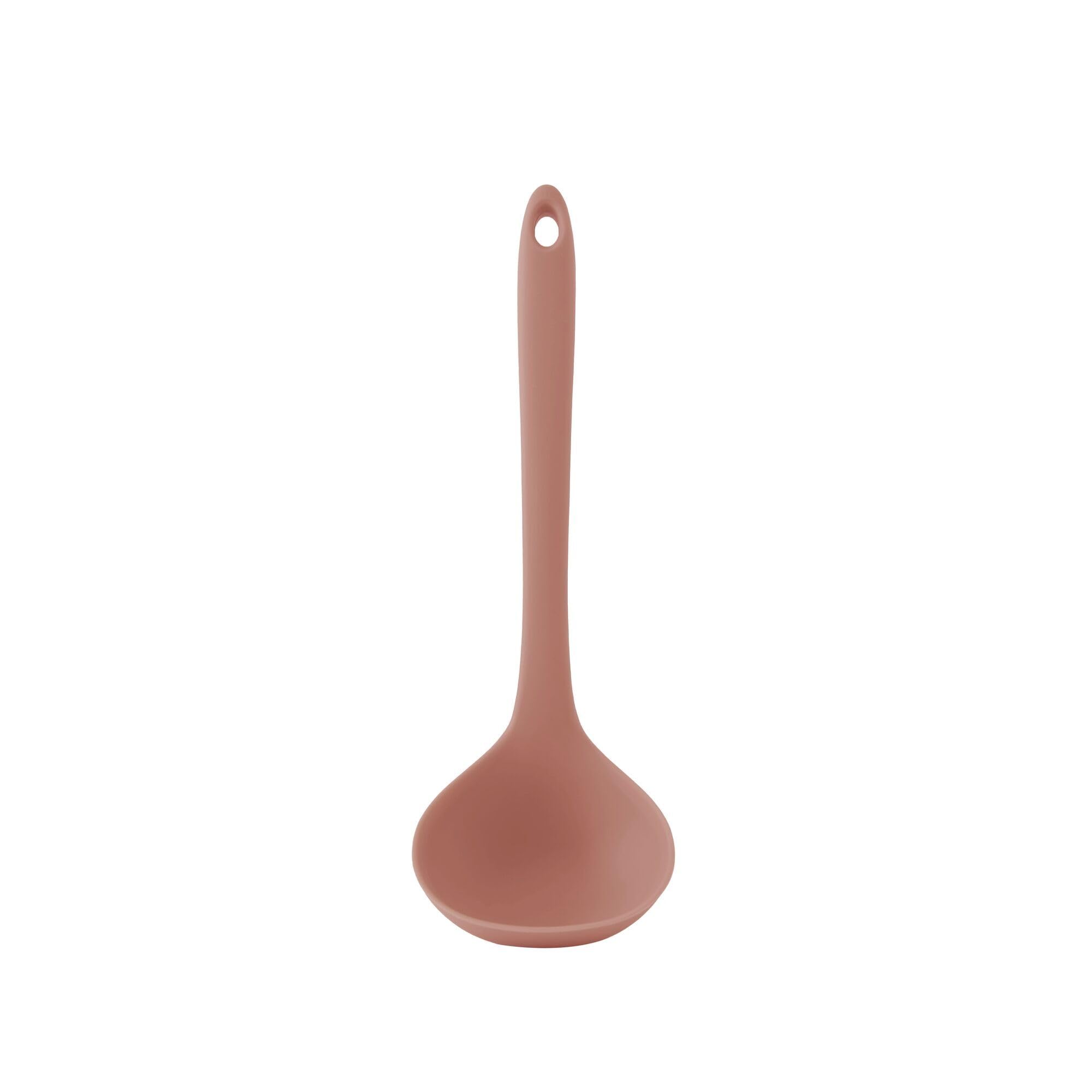 FIRGI Platinum Silicone Cooking Ladle for Baking, Scraping & Mixing, 100% Food Grade Colorful Silicone Kitchen & Serving Utensils, Heat Resistant, Non-Stick Cookware - 8.6 inch Dry Rose