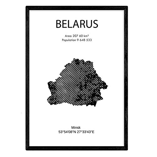Nacnic Affiche du Bélarus. Feuilles de pays et continents. format A4