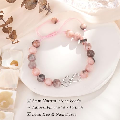 4-16 Year Old Birthday Gifts for Teen, Infinity Heart Pink Zebra Natural Stone Bracelet for Teen Daughter Granddaughter Niece Graduation Christmas Gifts for Teens4