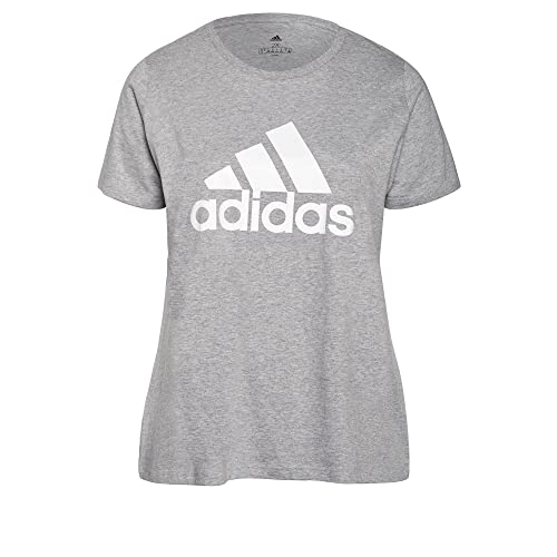 adidas Women's Essentials Logo Tee, Medium Grey Heather/White
