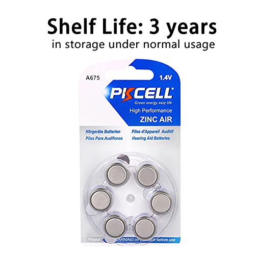 Size 675 hearing aid battery ZA675 A675 pr44 count 6pcs/card