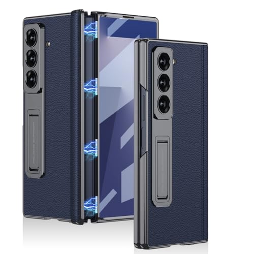 Coque Samsung Z Fold 7 cuir étui aimanté housse antichoc bleu