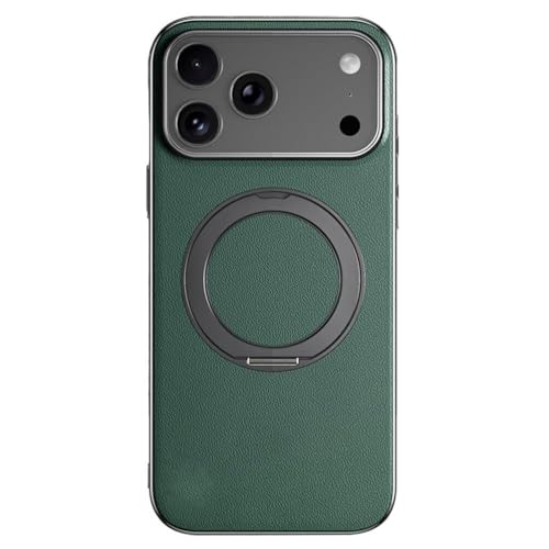 For IPhone 17 Pro Max/17 Pro/17�p�P�[�X�A�X�����d�C���b�L�{�V�F�����U�[���^�������O�X�^���h�J�o�[(Green,17 ProMax)