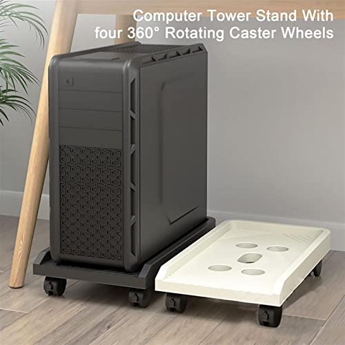 Base ajustable para monitor y torre de PC, soporte ventilado para torre bajo escritorio, soporte móvil para CPU gamer con 4 ruedas (Negro, sin ruedas) miniatura 6
