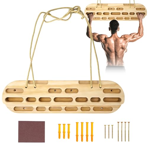 ohbien Wooden Climbing Board Rock Climbing Hangboard with Wall Mount