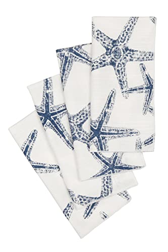 Cloth Napkins Table Linens Linen Napkins Dinner Napkins Nautical Beach Set Of 4 Starfish Blue 18" X 18" #TOP3