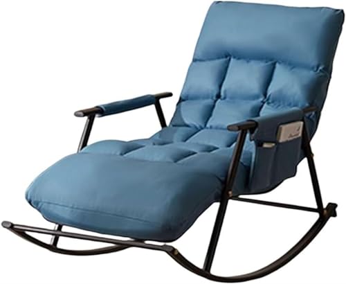 BWCKMTSC Silla Mecedora planeadora para salón con Bolsillo de Almacenamiento, Estructura de Acero, Mecedora de Dormitorio con cojín Suave (Gris Claro)