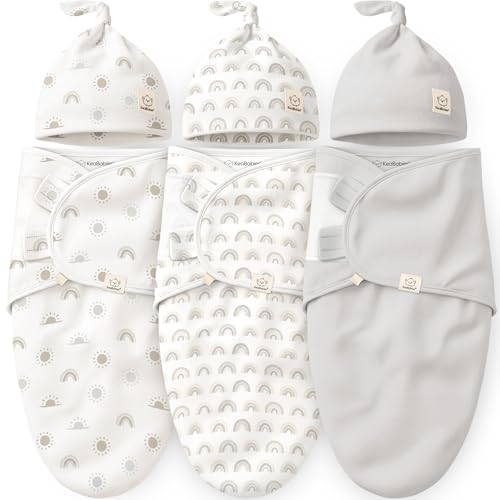 Image of 3pk Organic Swaddles for Newborns Girls, Boys & Hats (Shifts, 0-3M)