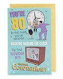 UK Greetings | 80th Birthday Card | Happy Birthday Gifts | Her/Him | Nostalgic Design | With Envelope | 155 x 235 mm - Image 1