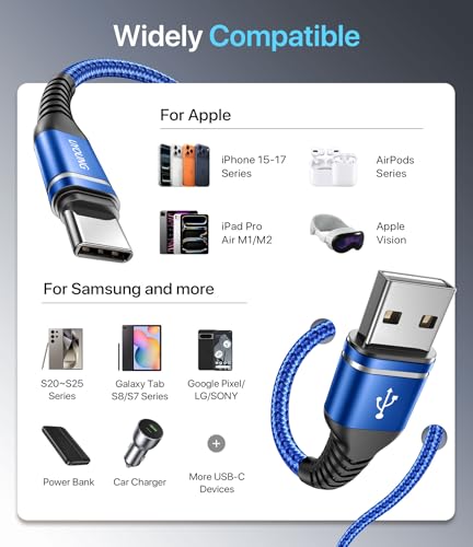 Image of USB to USB C Cable Fast Charging 3FT, 2Pack USBA to USBC Cable for CarPlay