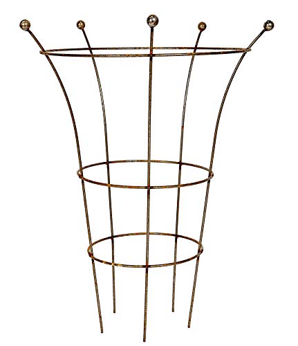 RUDDINGS WOOD Large Heavy Duty Natural Rust Herbaceous Plant Support Ring (79cm x 50cm) Garden Rusted Metal Peony Flower Grow Through Cage Frame