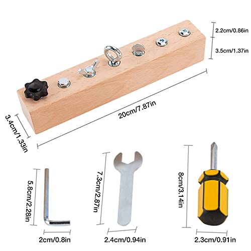 placa chave fenda Montessori,Placa chave fenda madeira com porcas, parafusos e ferramentas seguras -