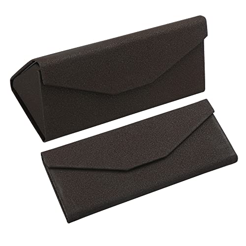 LifeArt 2-pak etui na okulary składany uchwyt łatwy do przenoszenia matowa skóra i magnetyczne zamknięcie do czytania, szkoły, biura, Lxy_2 brązowy, M