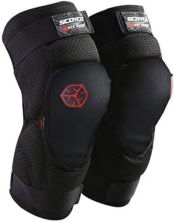SCOYCO Cycling Knee Protector, Lycra Fabric Perforated Ventilate PP Shell Shockproof Breathable Kneepads for Outdoor Sports (BLACK,XL)