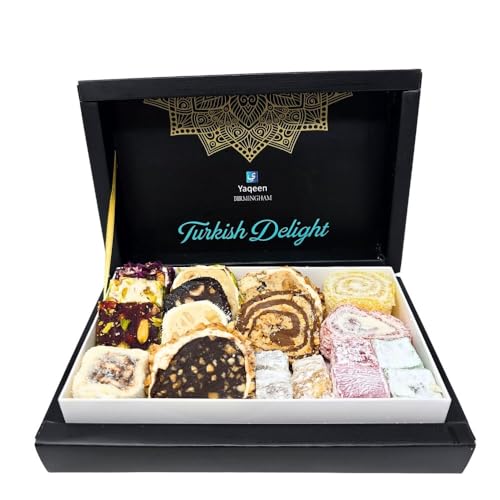 Turkish Delight Lokum Mix Gift Box 16 different flavours Deluxe Sweets Oriental Marshmallow Gift Box Gourmet Soft Candy Vegetarian Halal Gluten Free 350 g