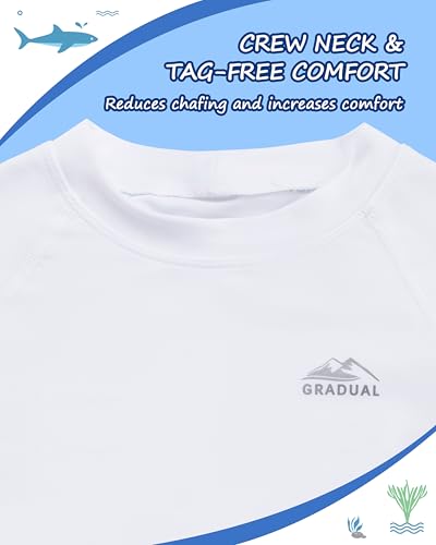 Toddler Boys Swim Shirt Long Sleeve Rash Guard UPF 50+ Sun Protection Shirts for Baby Kids Quick Dry(A-White,3T)