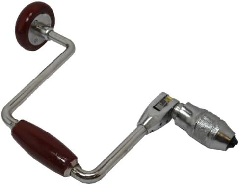 11.75" x 7" Reversible Ratchet Brace with 4 Jaws and Genuine Hardwood Handles | 12-Point Reversible Ratchet | Ideal for Woodworking and Carpentry