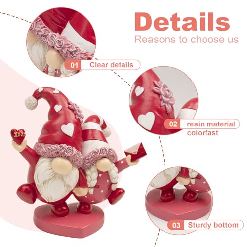 Bechivie Valentines Gnomes Decorations for Home, Valentine's Day Pink Resin Figurines Love Heart, Indoor Wedding Anniversary Table Centerpieces Tiered Tray Shelf Mantel Decor by Bechivie - Image 2