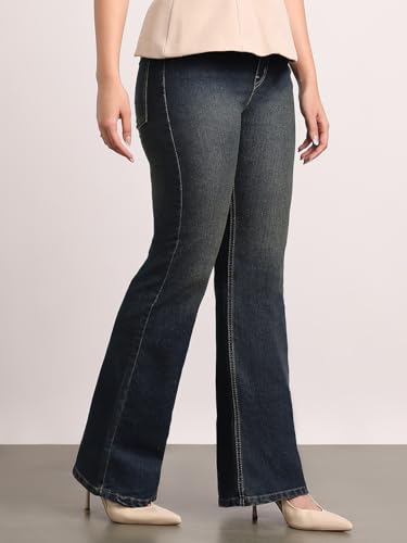 Image of Urbano Fashion Women's Mid Rise Bootcut Washed Jeans Stretchable