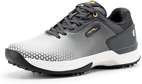 FitVille Extra Wide Mens Golf Shoes Professional Outdoor Waterproof Spiked Golf Shoes for Men(Gray, 12 X-Wide)