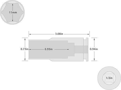 Miniatura 262 de Enchufe de impacto de 6 PT de 1/2" x 0.827 in de profundidad, CR-MO, 1/2 pulgada de accionamiento de 6 puntos para una fácil extracción