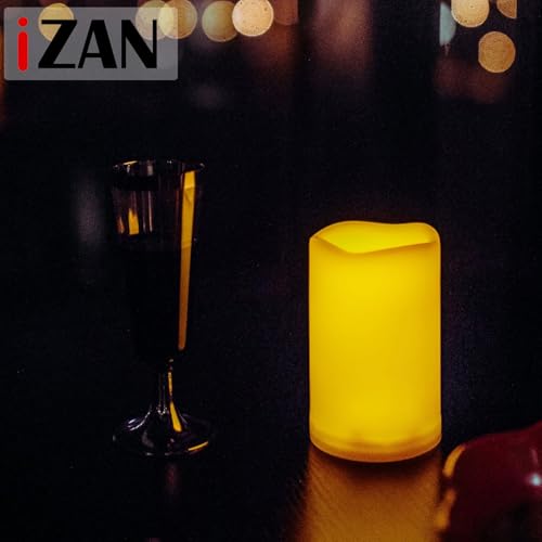 Image of iZAN Set of 1 Outdoor Flameless LED Candles with Timer - Waterproof Plastic Flickering Battery Operated LED Pillar Candles Wedding Party Garden Decoration Long Lasting Battery Life 3x5 inch