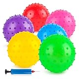 LOVEINUSA 6PCS Bouncy Balls, 7 Inch Sensory Balls for Babies Toddlers, Mini Knobby Ball Spiky Massage Stress Ball with Pump, Party Favors for Kids, Classroom Prize, Goodie Bags Stuffers